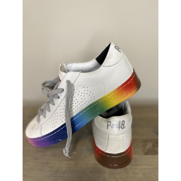 P448 Jack Pride Capsule Sneaker Size 37 White Rainbow - Picture 11 of 12